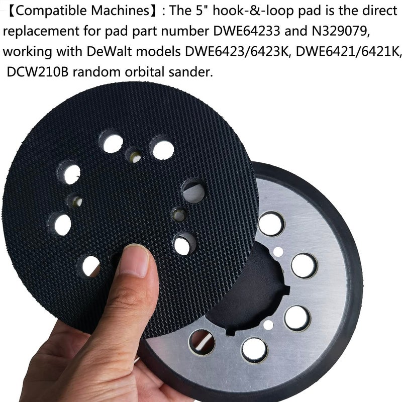 Tockrop 5 Inch 8 Hole Aluminum Alloy Hook and Loop Replacement Sander Pads for Dewalt DWE6421-B2 DWE6421-B3 DWE6423, 6423K DWE6421, 6421K, DCW210B Random Orbit Sander - 5" Sanding Backing Pad - Image 3